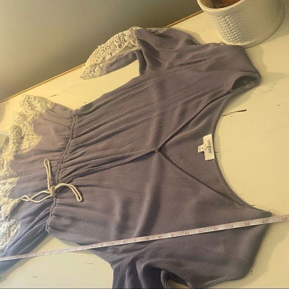 UMGEE slate blue lace hem romper - Picture 9 of 12